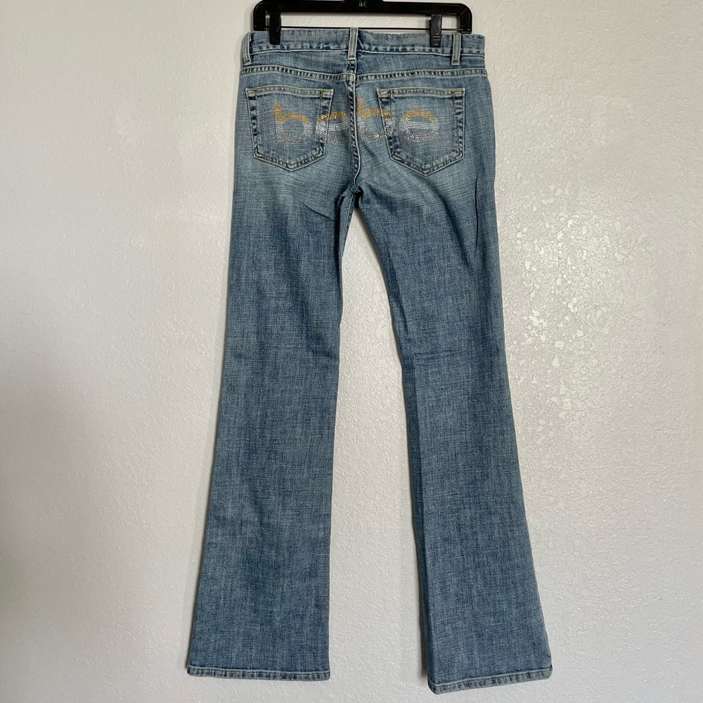 Bebe - Rhinestone Logo Blue Flare Jeans - Size 29